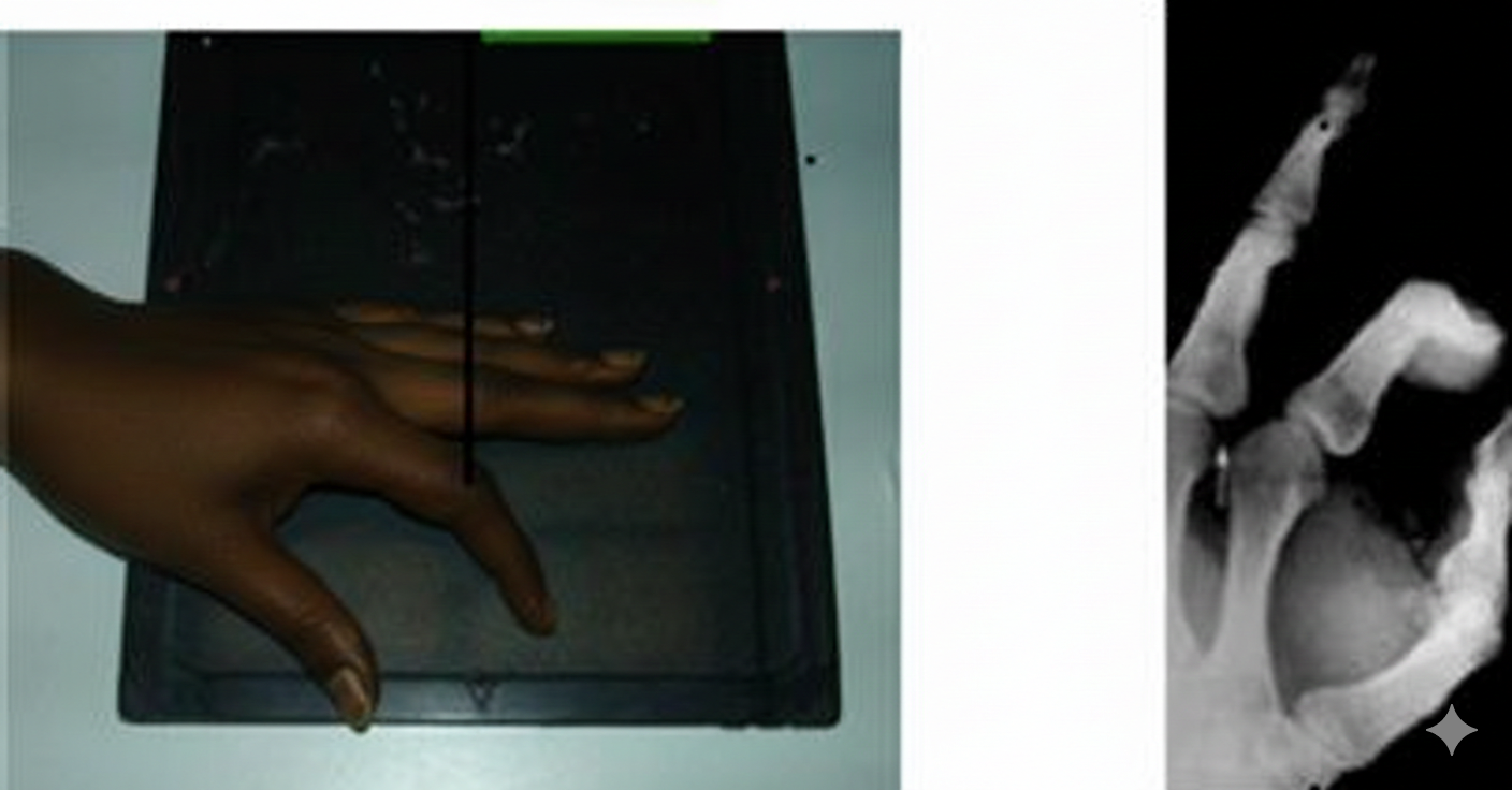 Proyección oblicua dedo